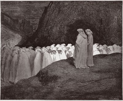 Božská komedie (La Divina Commedia, La Divine Comedie), Inferno, Canto 23: Pokrytci oslovují Danteho - od Dante Alighieri (1265-1321) - Ilustrace Gustave Dore (1832-1883) od Gustave Dore