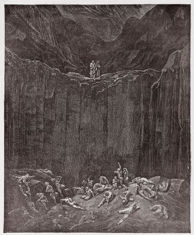 Božská komedie (La Divina Commedia, La Divine Comedie), Inferno, Canto 29: Padělatelé mučení v údolí - Dante Alighieri (1265-1321) - Ilustrace Gustave Dore (1832-1883) od Gustave Dore