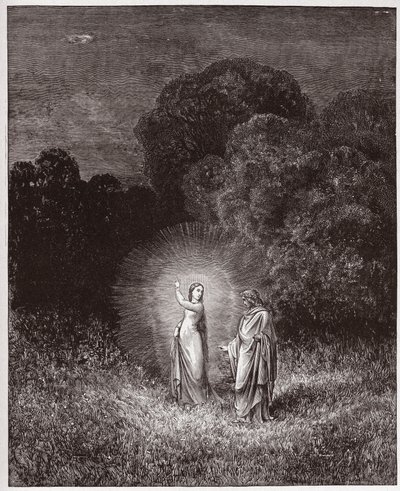 Božská komedie (La Divina Commedia, La Divine Comedie), Inferno, Canto 2: Beatrice a Virgil - od Dante Alighieri (1265-1321) - ilustrace Gustave Dore (1832-1883) od Gustave Dore