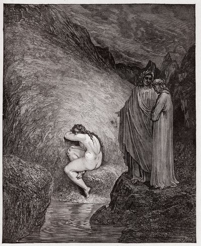 Božská komedie (La Divina Commedia, La Divine Comedie), Inferno, Canto 30: Myrrha, odsouzená za incest - Dante Alighieri (1265-1321) - Ilustrace Gustave Dore (1832-1883) od Gustave Dore
