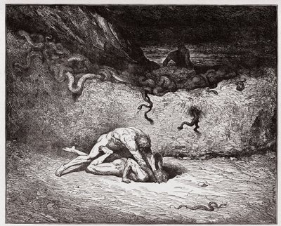 Božská komedie (La Divina Commedia, La Divine Comedie), Inferno, Canto 30: Muka padělatelů v deváté Bolgii (Gianni Schicchi) - Dante Alighieri (1265-1321) - Ilustrace Gustave Dore (1832-1883) od Gustave Dore