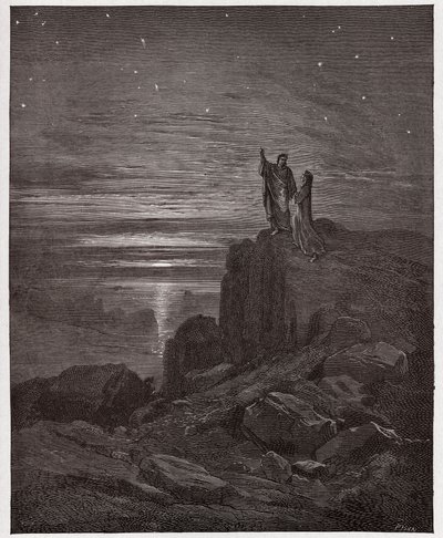 Božská komedie (La Divina Commedia, La Divine Comedie), Inferno, Canto 34: Básníci vycházejí z pekla - Dante Alighieri (1265-1321) - Ilustrace Gustave Dore (1832-1883) od Gustave Dore