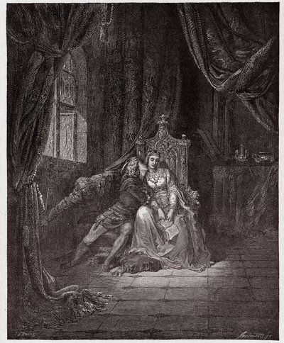 Božská komedie (La Divina Commedia, La Divine Comedie), Inferno, Canto 5: Paolo a Francesca - Dante Alighieri (1265-1321) - Ilustrace Gustave Dore (1832-1883) od Gustave Dore