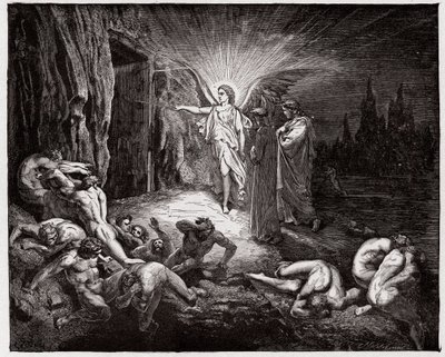Božská komedie (La Divina Commedia, La Divine Comedie), Inferno, Canto 9: Anděl otevírá brány - Dante Alighieri (1265-1321) - Ilustrace Gustave Dore (1832-1883) od Gustave Dore