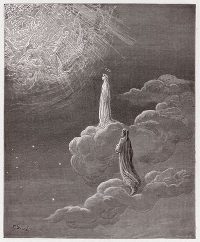 Božská komedie (La Divina Commedia, La Divine Comedie), Paradiso, Canto 14: Dante a Beatrice přeloženi do sféry Marsu - Dante Alighieri (1265-1321) - Ilustrace Gustave Dore (1832-1883) od Gustave Dore