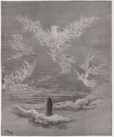 Božská komedie (La Divina Commedia, La Divine Comedie), Paradiso, Canto 19: Požehnané duše tvoří orla na obloze - Dante Alighieri (1265-1321) - Ilustrace Gustave Dore (1832-1883) od Gustave Dore
