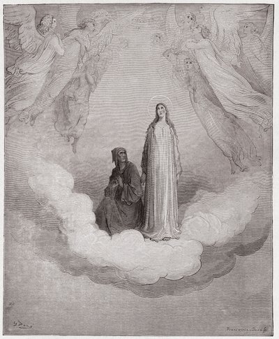 Božská komedie (La Divina Commedia, La Divine Comedie), Paradiso, Canto 21: Blahoslavená Beatrice v sedmém kruhu - Dante Alighieri (1265-1321) - Ilustrace Gustave Dore (1832-1883) od Gustave Dore