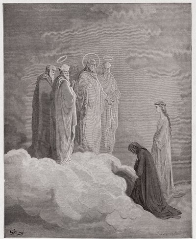 Božská komedie (La Divina Commedia, La Divine Comedie), Paradiso, Canto 26: Svatý Jan zkoumá Danteho ohledně lásky - od Dante Alighieri (1265-1321) - Ilustrace Gustave Dore (1832-1883) od Gustave Dore