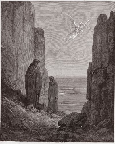 Božská komedie (La Divina Commedia, La Divine Comedie), Purgatorio, Canto 19: Básníci vystupují do pátého kruhu - od Dante Alighieri (1265-1321) - ilustrace Gustave Dore (1832-1883) od Gustave Dore