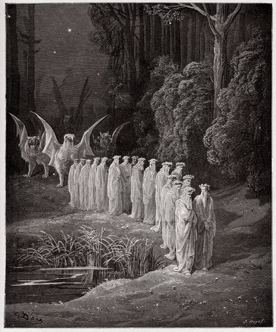 Božská komedie (La Divina Commedia, La Divine Comedie), Purgatorio, Canto 29: 24 starších v apokalyptickém průvodu – Dante Alighieri (1265–1321) – Ilustrace Gustave Dore (1832–1883) od Gustave Dore