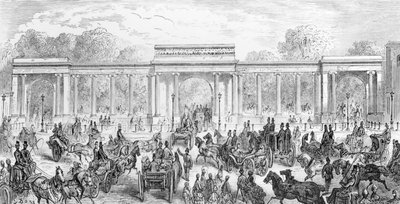 Vchod do Hyde Parku, z knihy "London, a Pilgrimage", autor William Blanchard Jerrolds, rytina A. Doms, 1872 od Gustave Dore