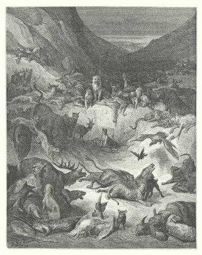La Fontainovy bajky: Zvířata nemocná morem (rytina) od Gustave Dore