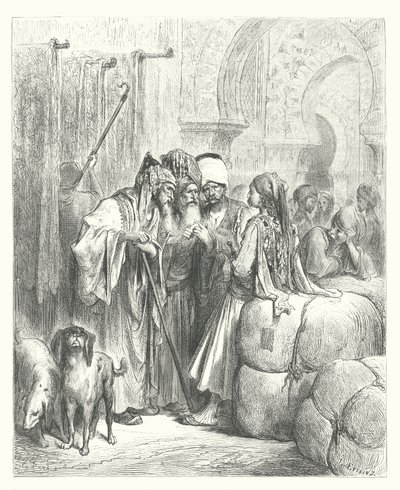 La Fontainovy bajky: (rytina): Baša a obchodník od Gustave Dore