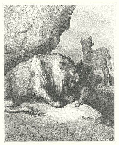 La Fontainovy bajky: (rytina): Pohádky o lvu, vlku a lišce od Gustave Dore