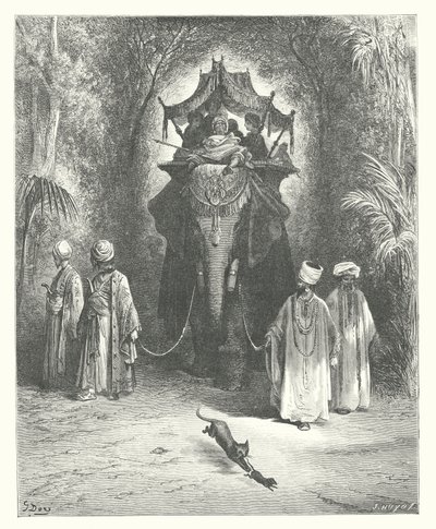 La Fontainovy bajky: Krysa a slon (rytina) od Gustave Dore