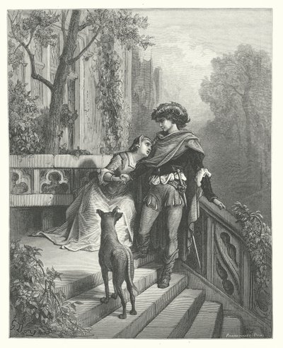 La Fontainovy bajky: Dva holubi (rytina) od Gustave Dore