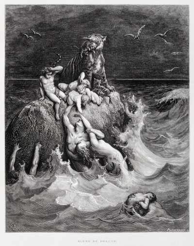 Velká potopa, ilustrace z Doreho bible od Gustave Dore