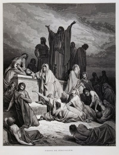 Mor udeřil v Jeruzalémě, Ilustrace z Doreho bible od Gustave Dore