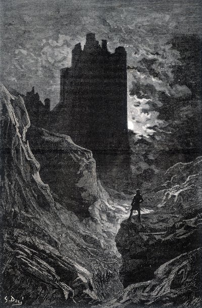 Hrad strachu - ilustrace strachu od Gustava Doré, rytina od Gustave Dore