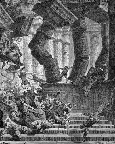 Samsonova smrt - Bible od Gustave Dore