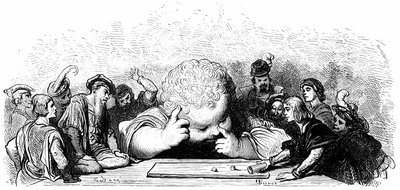 Výchova dítěte Gant Gargantua: učí se hrát na des. Ilustrace Gustava Doreho k dílu Francoise Rabelaise. od Gustave Dore