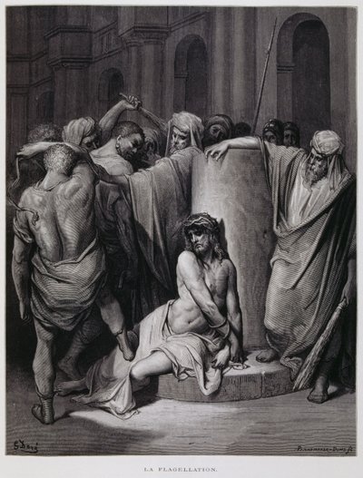 Bičování Krista; Ilustrace z Doreho bible od Gustave Dore