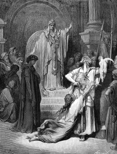 Soud Šalamounův - Bible od Gustave Dore