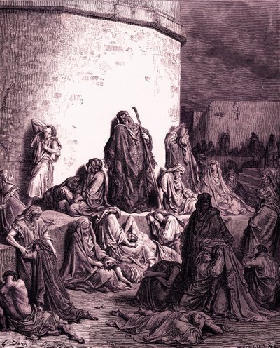Lidé truchlí nad Jeruzalémem, od Doré - Bible od Gustave Dore