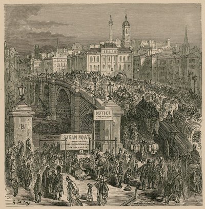 Provoz na London Bridge od Gustave Dore