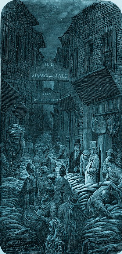 Rytina Viktoriánského rybího trhu od Gustava Doré od Gustave Dore