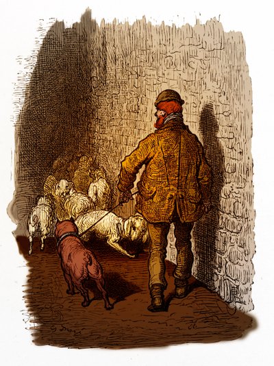 Rytina viktoriánských londýnských doků od Gustava Doré od Gustave Dore