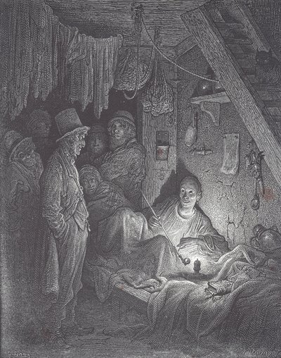 Viktoriánské doupě pro kouření opia v Londýně od Gustave Dore