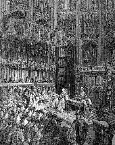 Westminsterské opatství – potvrzení Westminster Boys od Doré od Gustave Dore