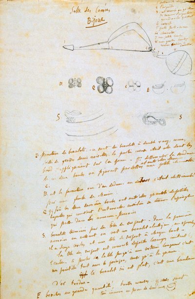 Kresby šperků pro Salammbô, c1858 od Gustave Flaubert