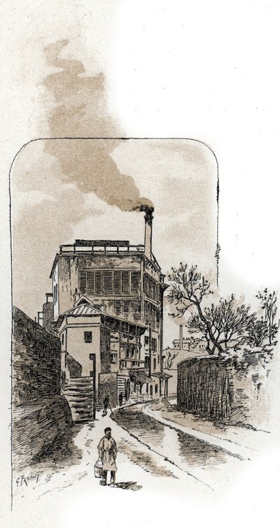 Pohled na řeku Bievre v Paříži Kresba Gustava Fraiponta (1849-1923) ze Saint-Juirs od Gustave Fraipont