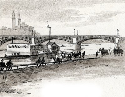 Pohled na most Grenelle v Paříži Kresba Gustava Fraiponta (1849-1923) ze Saint-Juirs od Gustave Fraipont