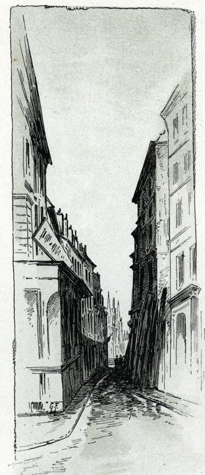Pohled na ulici Hotel Colbert poblíž Maubertova náměstí v Paříži Kresba Gustava Fraiponta (1849-1923) ze Saint-Jurs od Gustave Fraipont