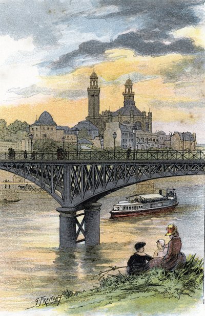 Pohled na lávku Passy (nyní most Bir Hakeim) v Paříži Kresba Gustava Fraiponta (1849-1923) ze Saint-Juirs od Gustave Fraipont