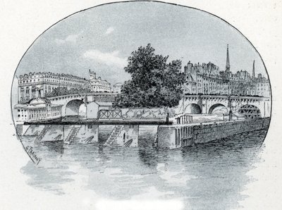 Pohled na zámek Monnaie, před hotelem des Monnaie v Paříži Kresba Gustava Fraiponta (1849-1923) čerpá ze Saint-Juirsovy „La seine a travers Paris“ od Gustave Fraipont
