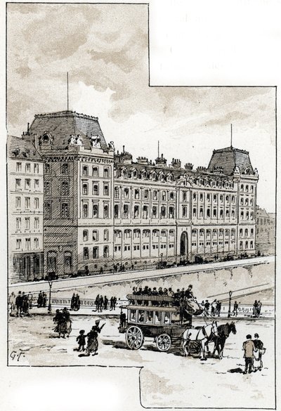 Pohled na policejní oddělení na quai des golfevres, Paříž Kresba Gustava Fraiponta (1849-1923) ze Saint-Juirs od Gustave Fraipont