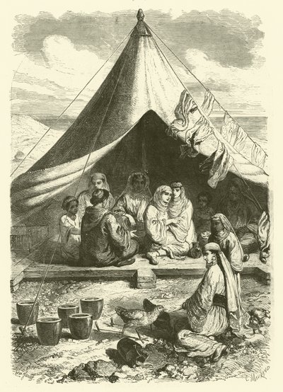 Maročtí Židé na Gibraltaru, kteří uprchli z masakrů v Tetouanu (rytina) od Gustave Janet