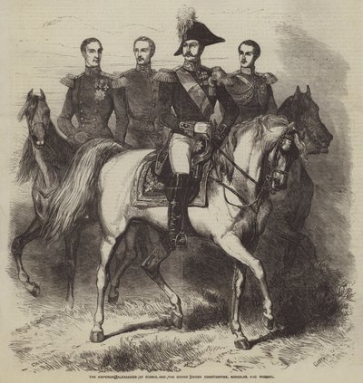 Ruský car Alexandr a velkoknížata Konstantin, Mikuláš a Michael od Gustave Janet