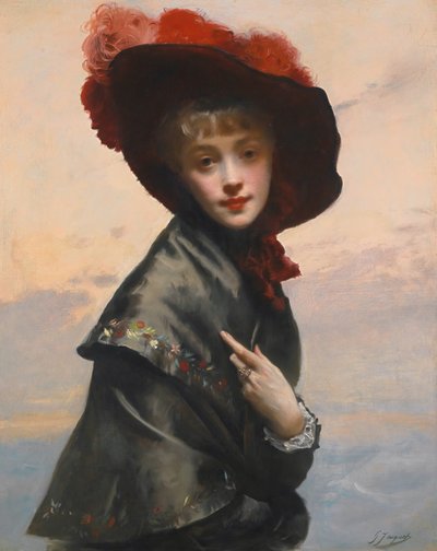 Dáma v klobouku. od Gustave Jean Jacquet