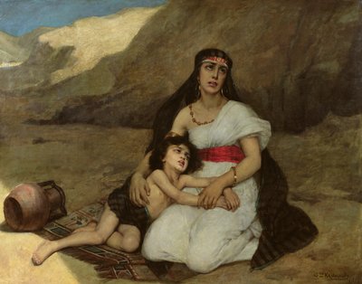 Arabská žena a její dítě, 1877 od Gustave Krabansky