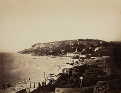 Pláž v Sainte-Adresse, s lázněmi Dumont, 185657. od Gustave Le Gray