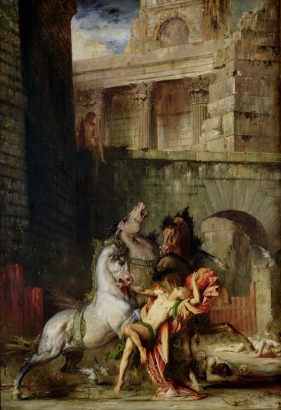 Diomedes Beeing by his Horses, 1865 od Gustave Moreau