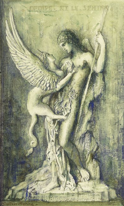 Oidipus a Sfinga; Oidipe a Sfinga, od Gustave Moreau