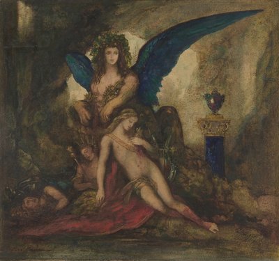 Sfinga v jeskyni Básník, král a válečník, 1840-98. od Gustave Moreau