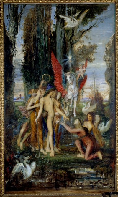 Řecký básník Hésiodés (8. stol. př. n. l.) a múzy Malba Gustava Moreaua (1826-1898) 19. století, 263 x 155 cm Paříž, Musee Gustava Moreaua od Gustave Moreau