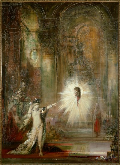 Vzhled. Salome se po tanci v sále svátku Heroda ptá hlavy svatého Jana Křtitele. Ukazuje prstem na hlavu proroka, zatímco Herodiada stojí za ní. Obraz Gustava Moreaua od Gustave Moreau